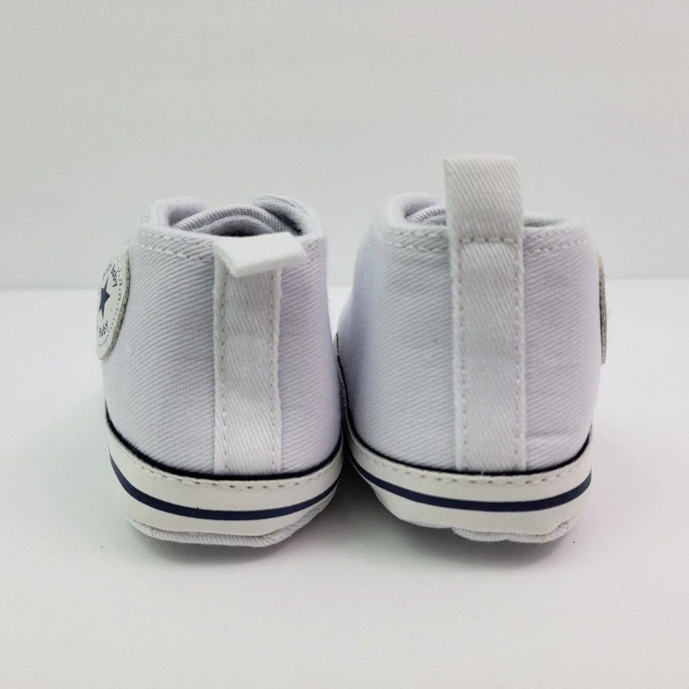Unbranded Infant Baby Size 0-6 Months White Canvas Denim Sneaker Shoes